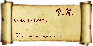 Vida Milán névjegykártya