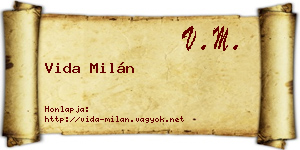 Vida Milán névjegykártya